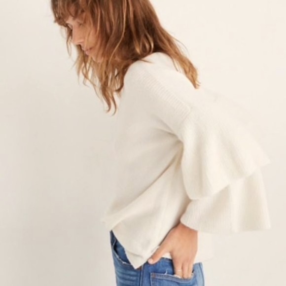 Madewell cream sweater with layered bell sleeves - Picture 2 of 3